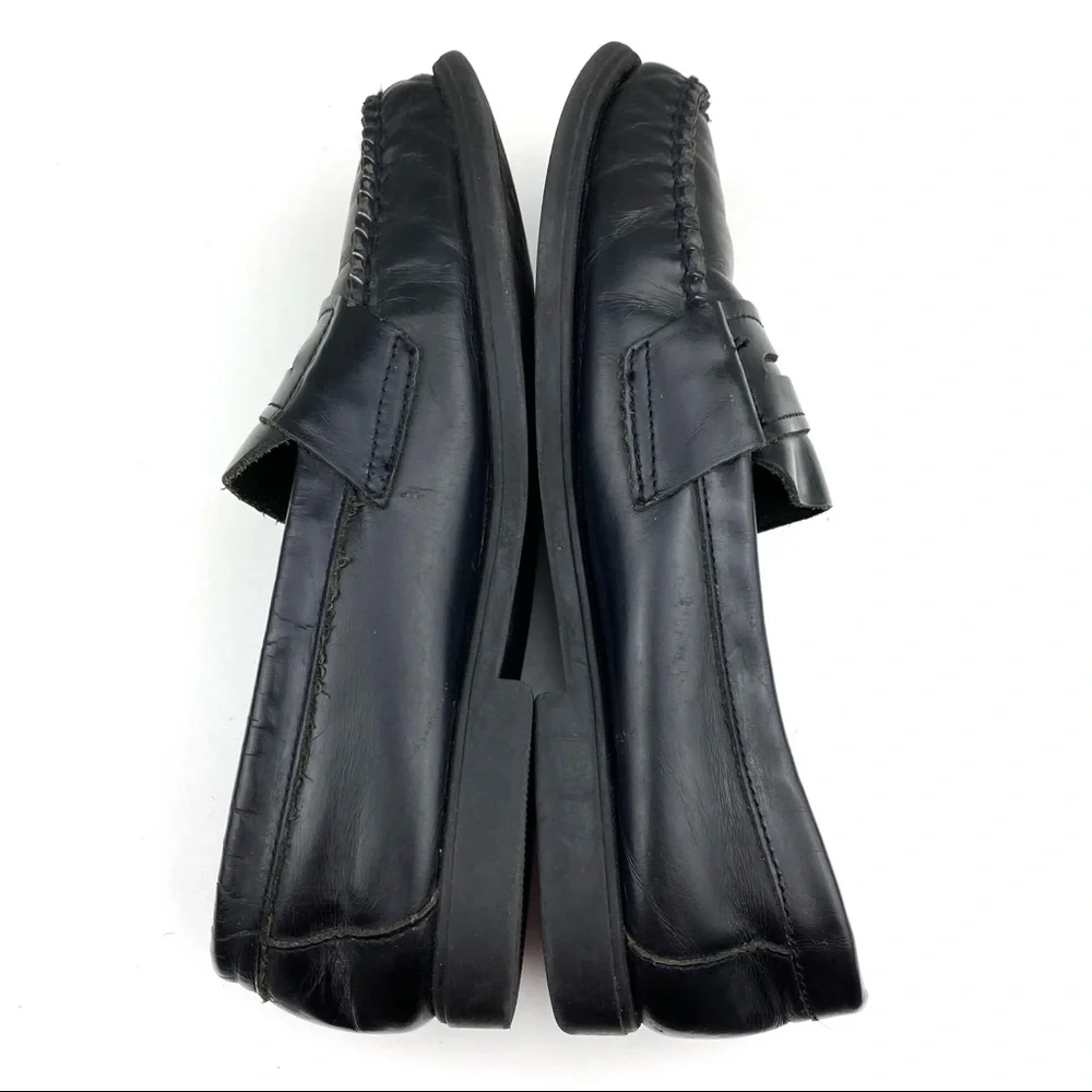 Y2K Vintage Buster Brown Black Leather Penny Loafers Slip On Casual Dress Shoe 3